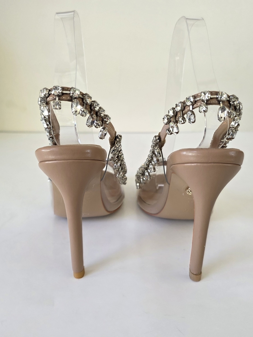 Aquazzura Temptation Crystal Sandals Nude EU 38 US 7.5-8  Italy Bridal Prom - Picture 6 of 15